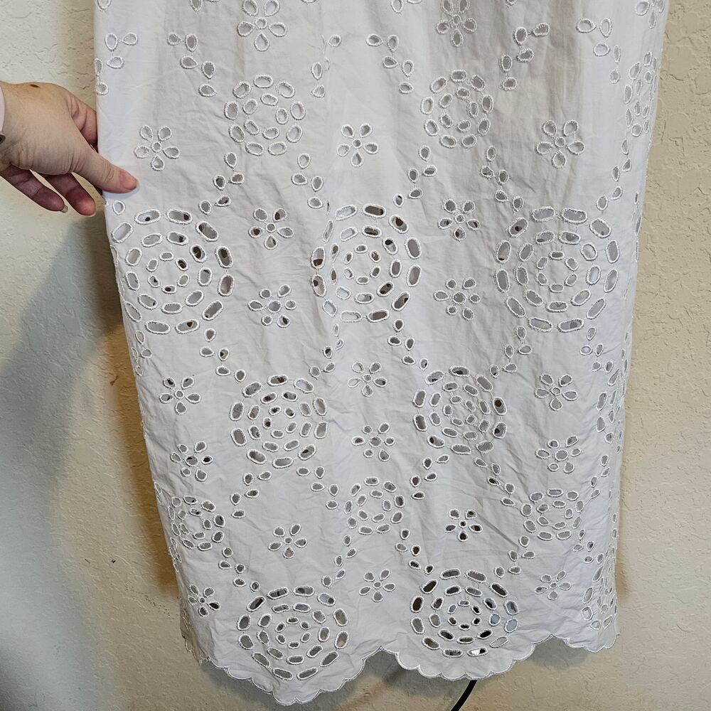 Madewell Embroidered Tank Midi Dress in Poplin White Women's 14 Summer‎ Casual - Picture 6 of 10